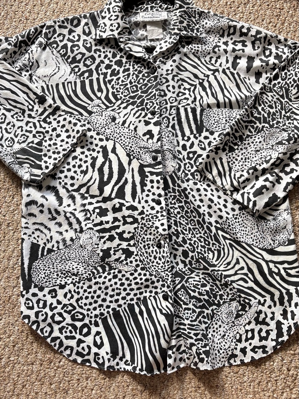 California Connection Inc Vintage Graphic Leopard & Animal Print Shirt | Size L